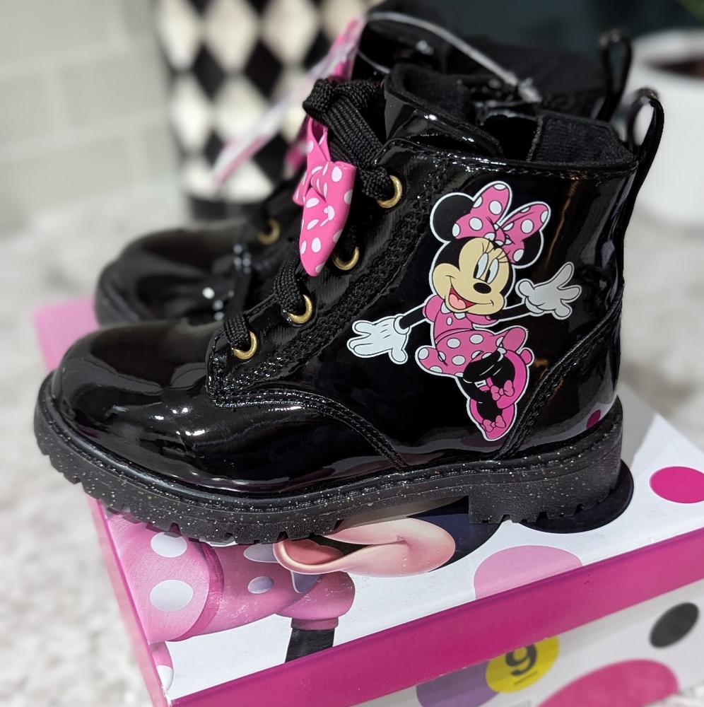 Disney Minnie Mouse Black Boots-9c